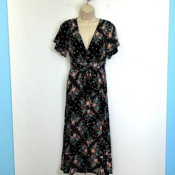 O’Neill - Nicole Floral Colorful Short Sleeve Button Down Midi Dress Size Small - Picture 1 of 12